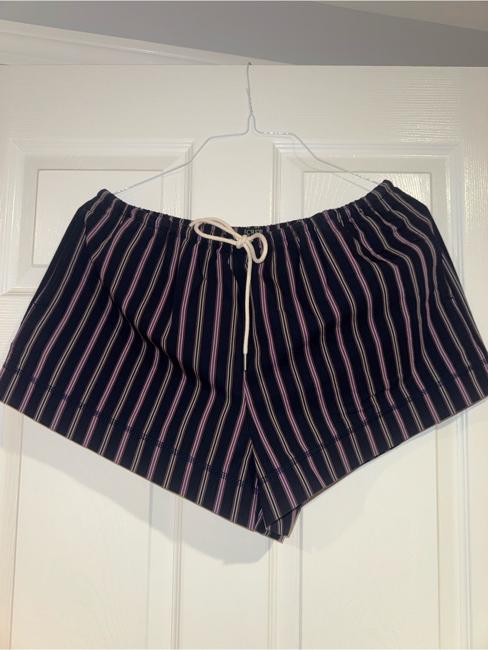 J. Crew Navy Shorts with Pink & White Stripes